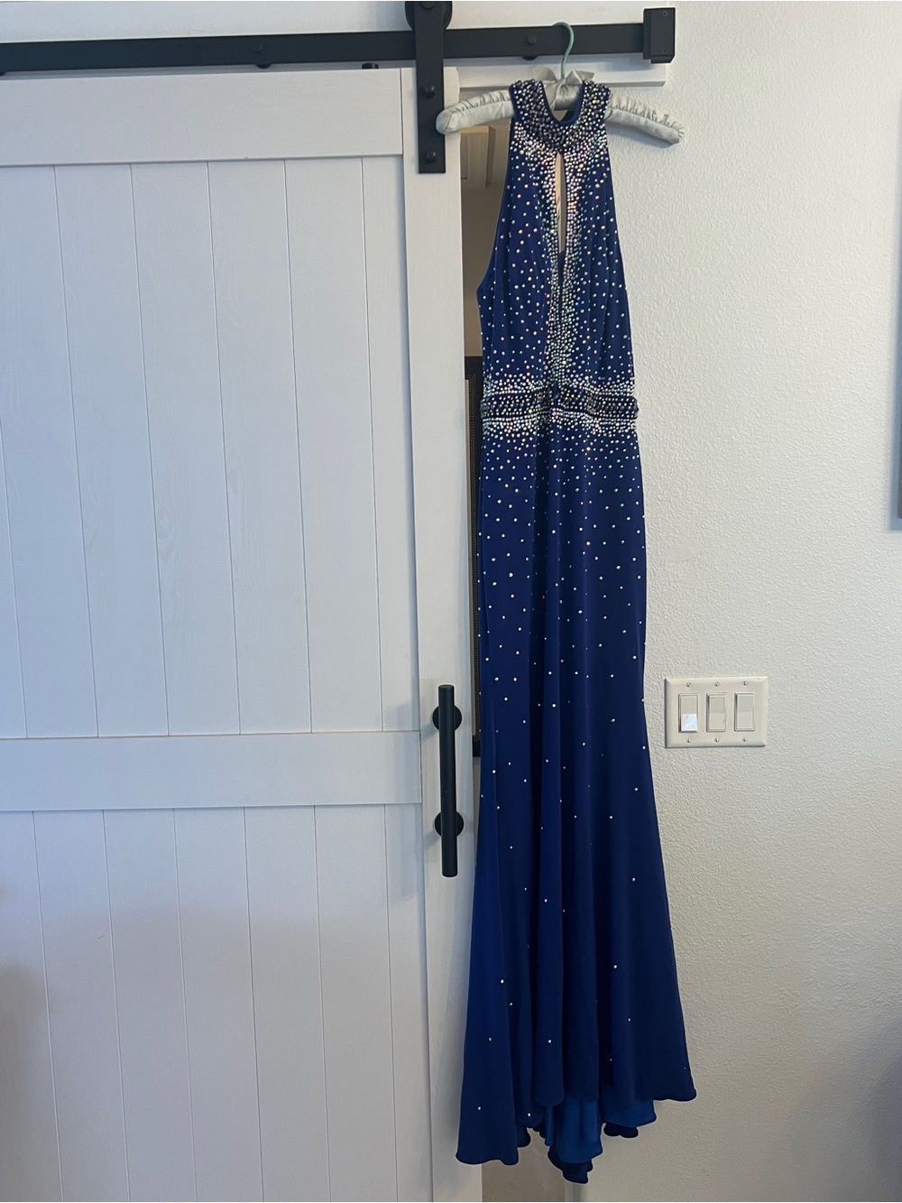 Jovani Royal Blue Crystal Beaded Formal Gown